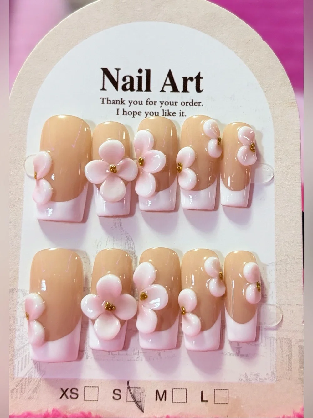 Pink Floral Press-On Nail Set